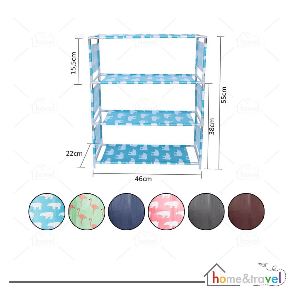 HOVELSHOP Rak Sepatu Motif ( 4 Tingkat )