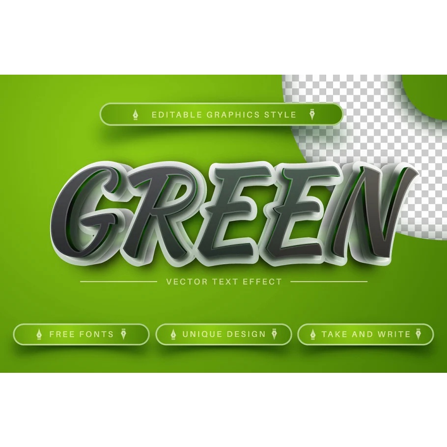 3d Green Editable Text Effect