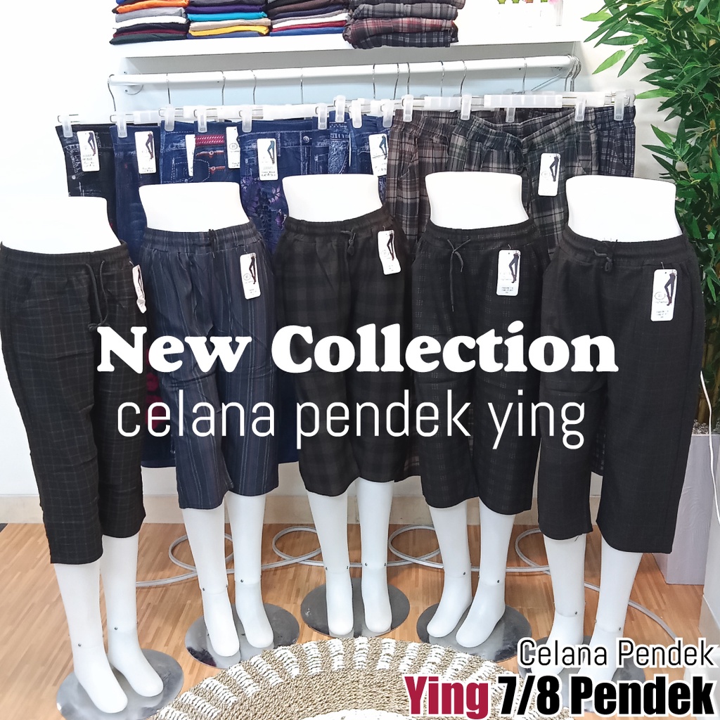 Celana Bahan Ying Pendek 7/8 Import Terbaru / celana kotak wanita import / celana zahra / celana pendek wanita