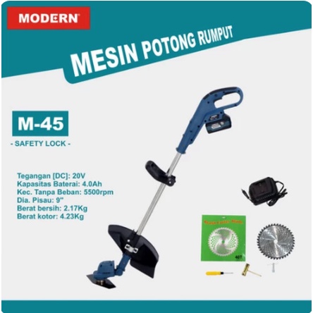 Mesin Potong Rumput Baterai Modern M45 20 Volt