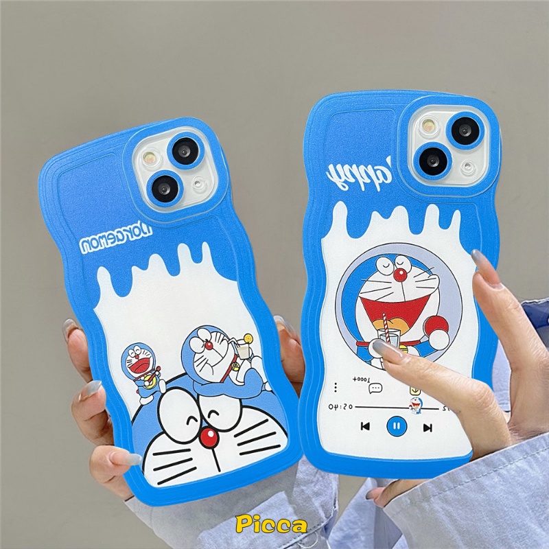 Vivo Y36 Y16 Y02 V25E Y22 Y35 Y15A Y12s Y11 Y15s Y21s Y17 V25 Y33s Y15 V23E Y20 Y12 Y75 Y91C V20 Y12i Y91 Y21 Y1 Y1s T1 Y55 Y30 Tempat Susu Imut Doraemon Milk Tea Ice Cream Wavy Edge Case