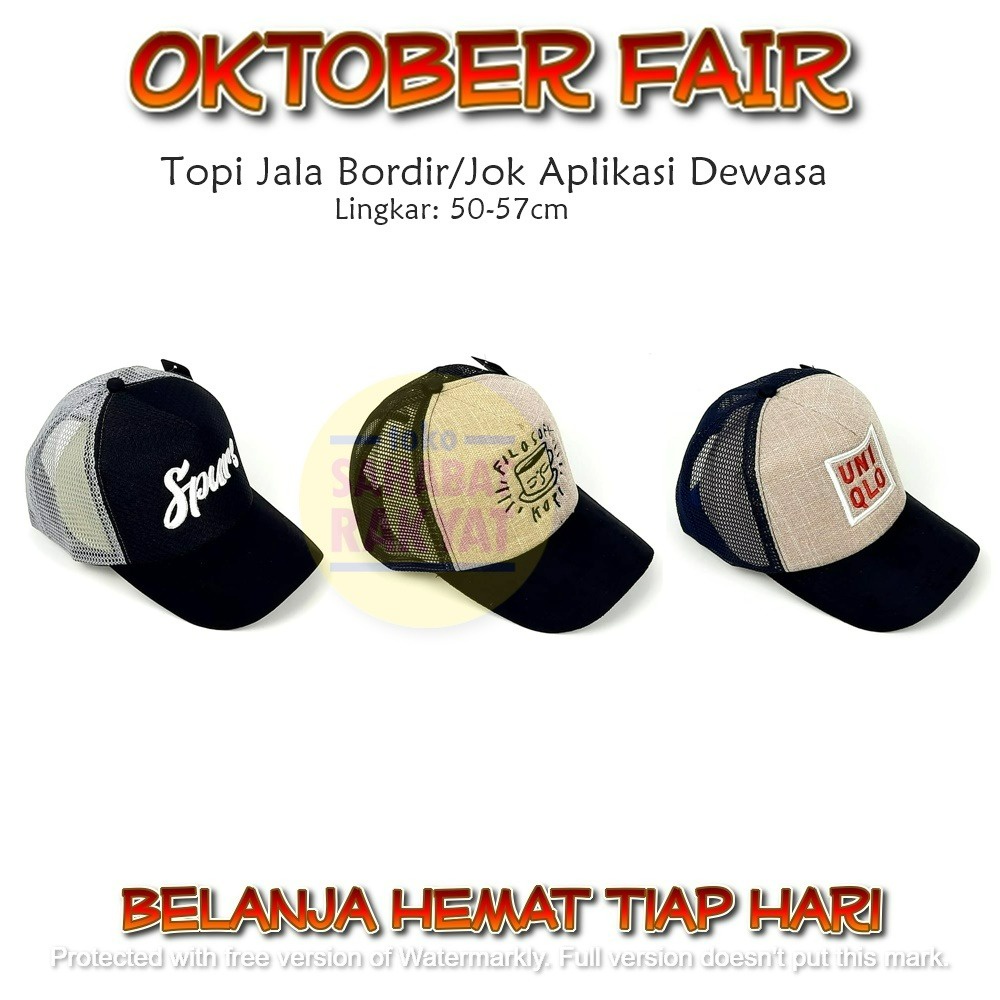 Topi Trucker/Topi Jala/Topi Jaring Dewasa Bordir Motif