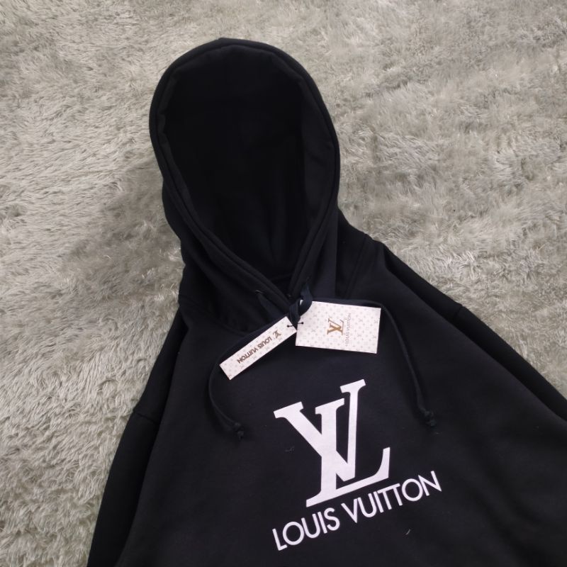 SWEATER HOODIE LOUIS VUITTON BASIC HITAM&amp;PUTIH AUTHENTIC FULLTAG &amp; LEBEL