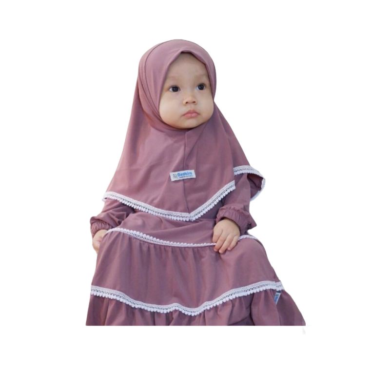 Baju Gamis Anak Bayi Perempuan Model Pompom Motif Renda Lucu Usia 0 6 Tahun Set Jilbab Syari Bahan Moscrep Import Terbaru 2022 Kekinian