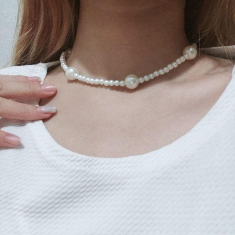 Dayana Korean Pearl Necklace Kalung Mutiara Korea Kombinasi Choker