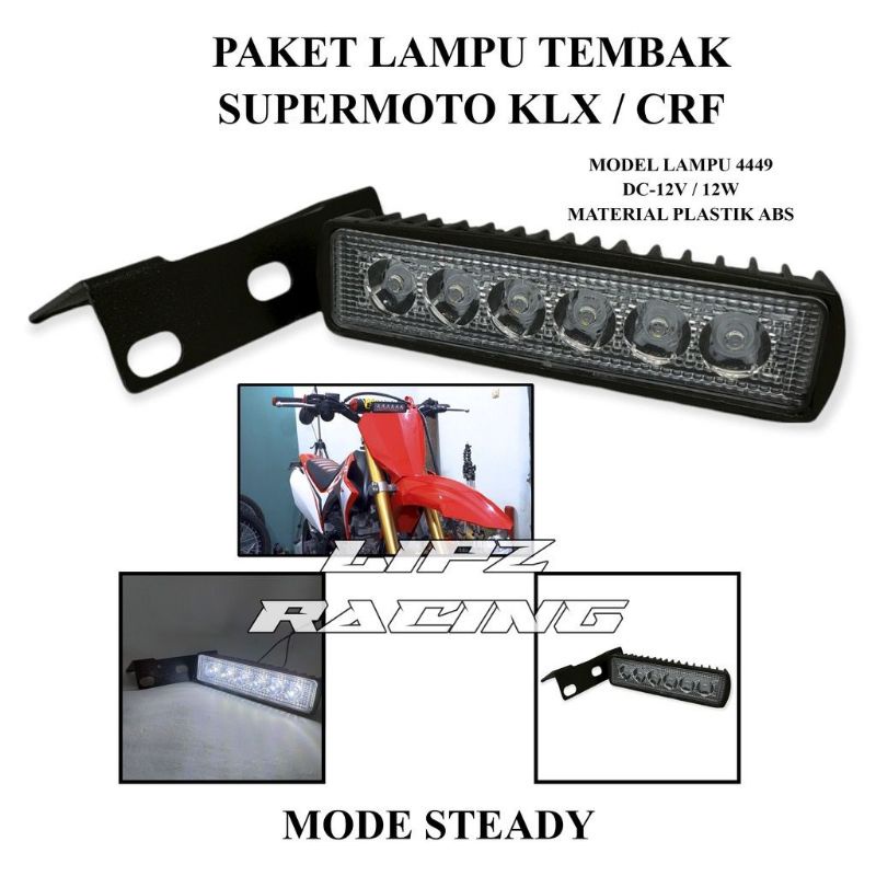 PAKET LAMPU TEMBAK SUPERMOTO PLUS BREKET KLX / CRF