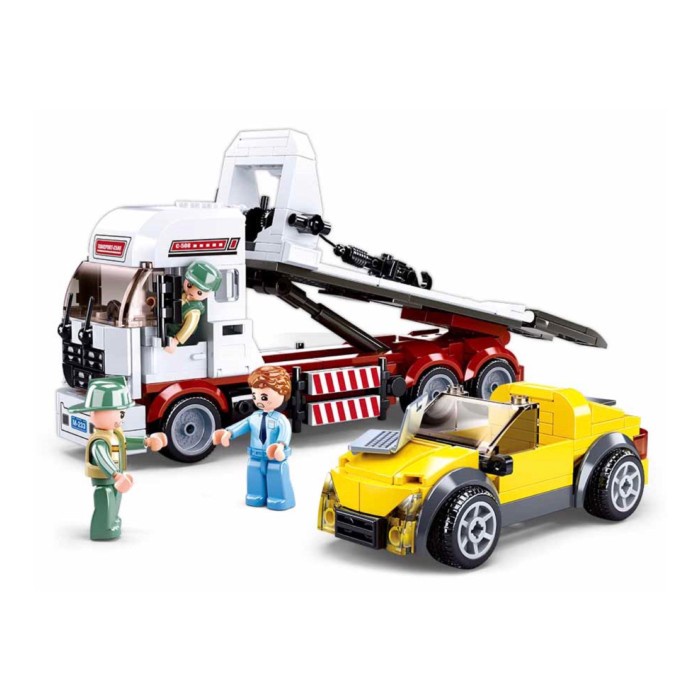 Mainan Brick Lego Sluban Truk Derek Mobil Car Trailer M38 B0879
