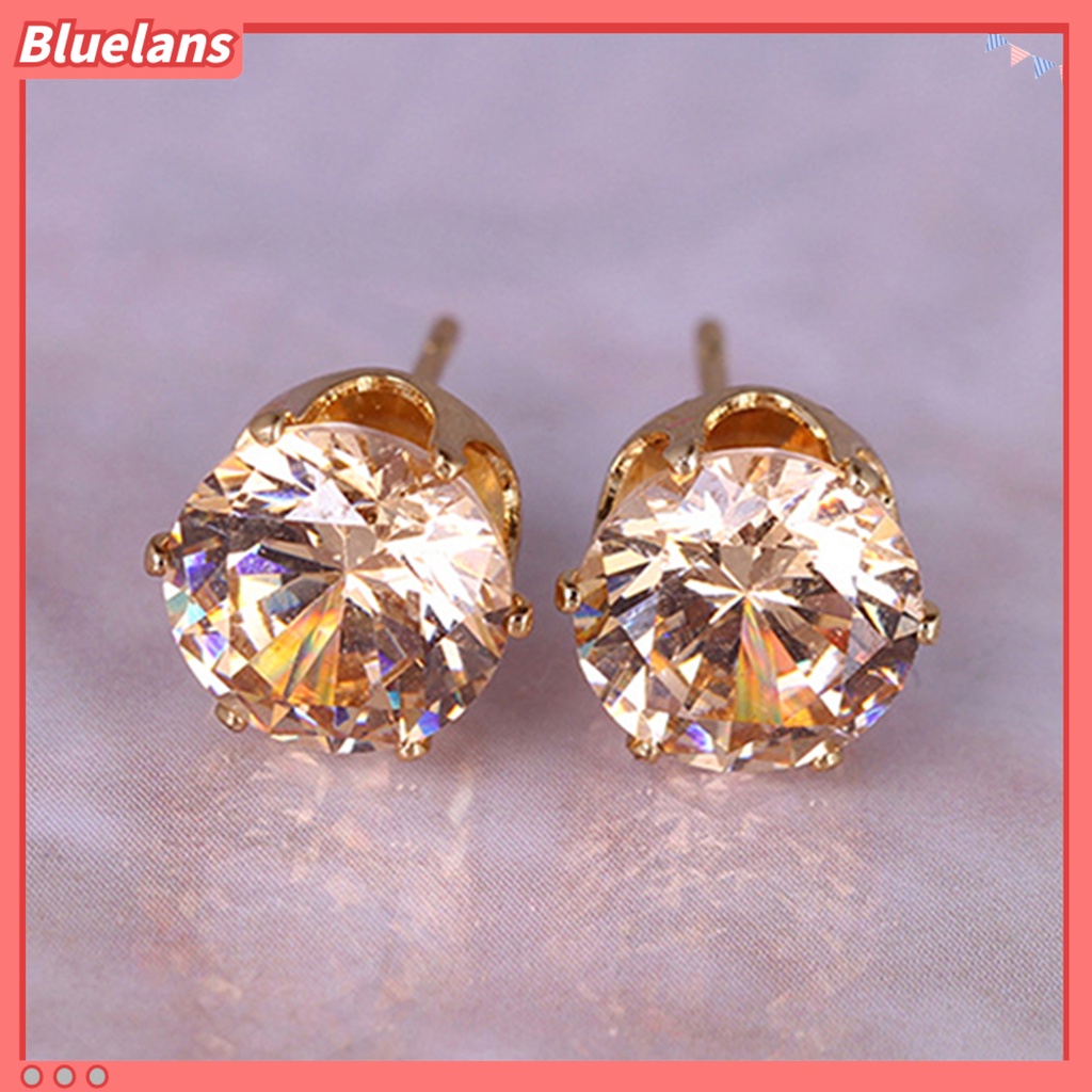 Bluelans Ear Studs Elegant All Match Cubic Zirconia Round Exquisite Earrings