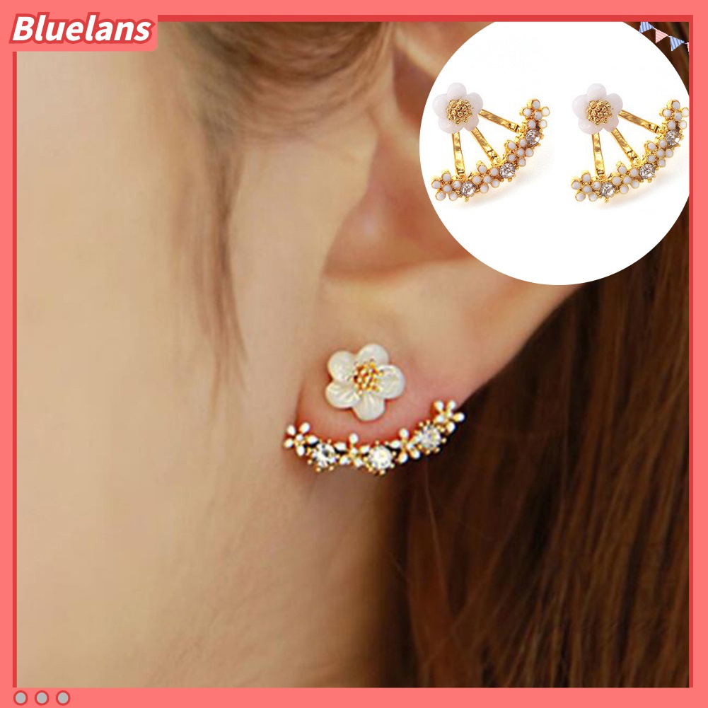 Anting Stud Desain Daisy Aksen Berlian Imitasi Untuk Wanita
