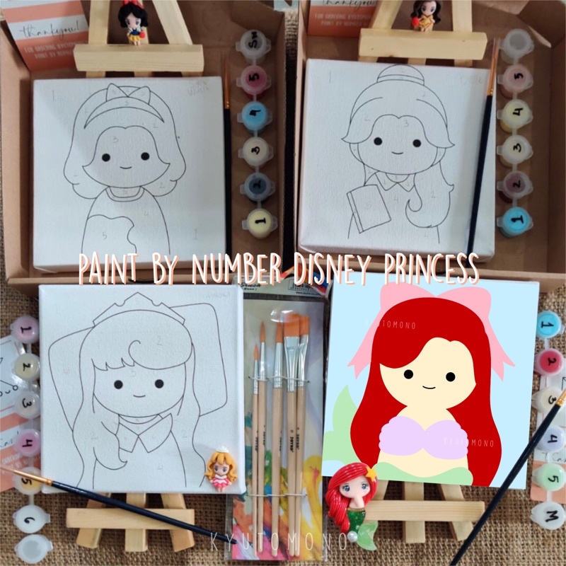 

Paint By Number Disney Princess Edition Ariel Belle Aurora Snow White Rapunzel Paint by Number Kit Canvas Melukis