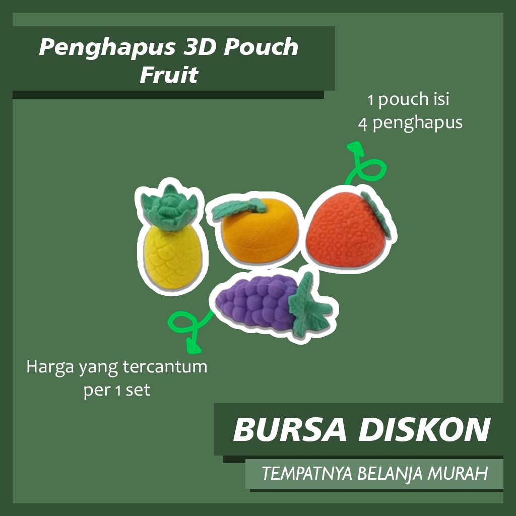 

Penghapus 3D Pouch Fruit Food Hapusan Setip Buah Makanan Lucu