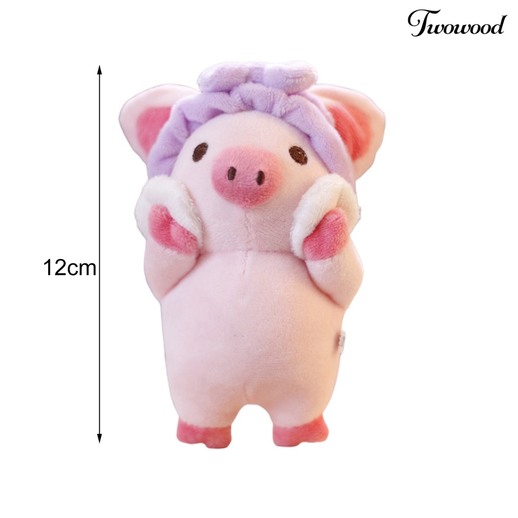 Twowood Gantungan Kunci Boneka Kelinci / Babi Bahan Plush 12cm Untuk Dekorasi Tas Ransel