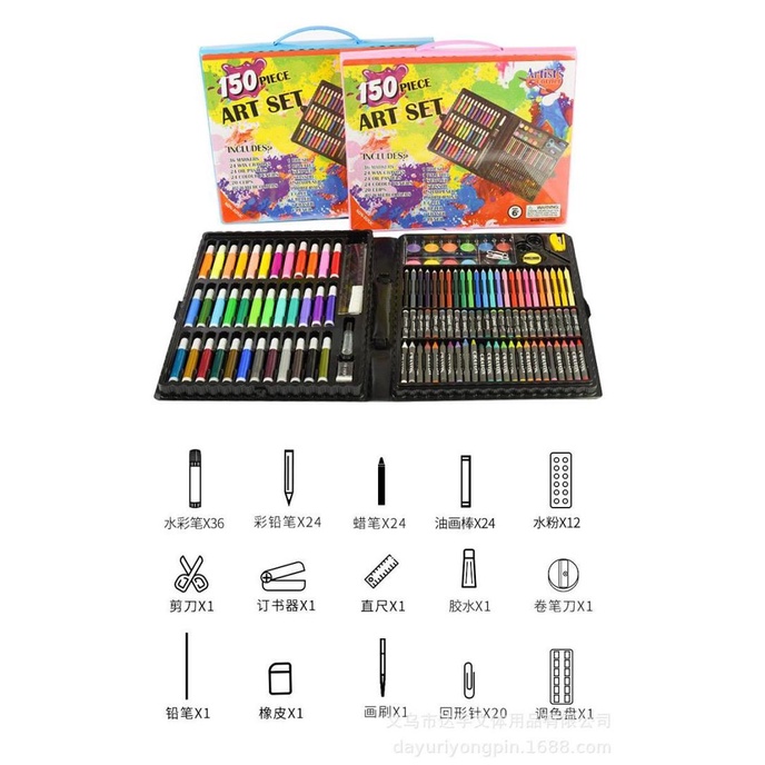 

(COD) Pensil Warna Alat Lukis 150 Pcs Crayon Set Anak
