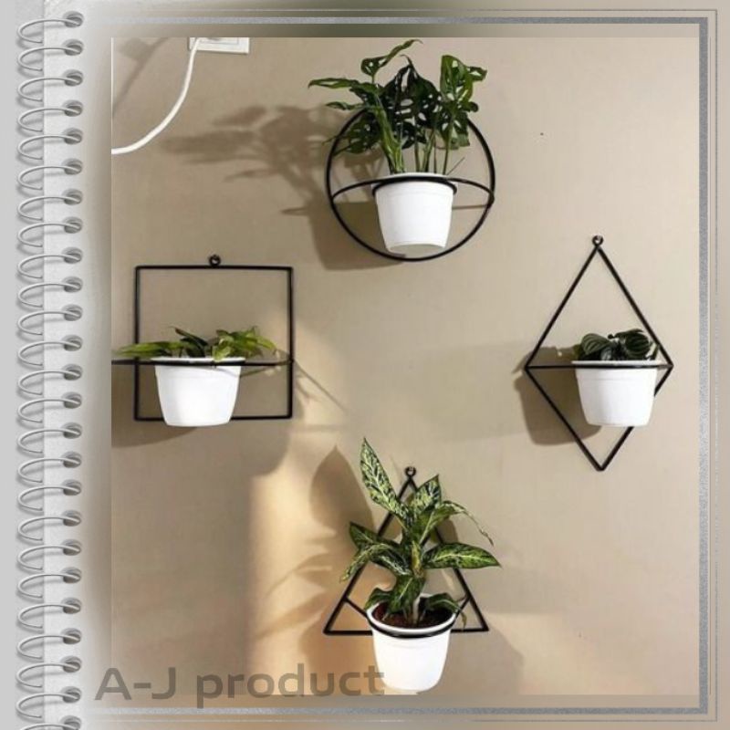 Rak pot bunga modern diameter 14 cm, Rak pot bunga tempel minimalis