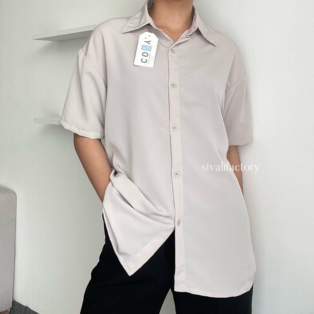 SIVALI Alicia Shirt | Loose Polyester Shirt - Kemeja Flowy Atasan Wanita