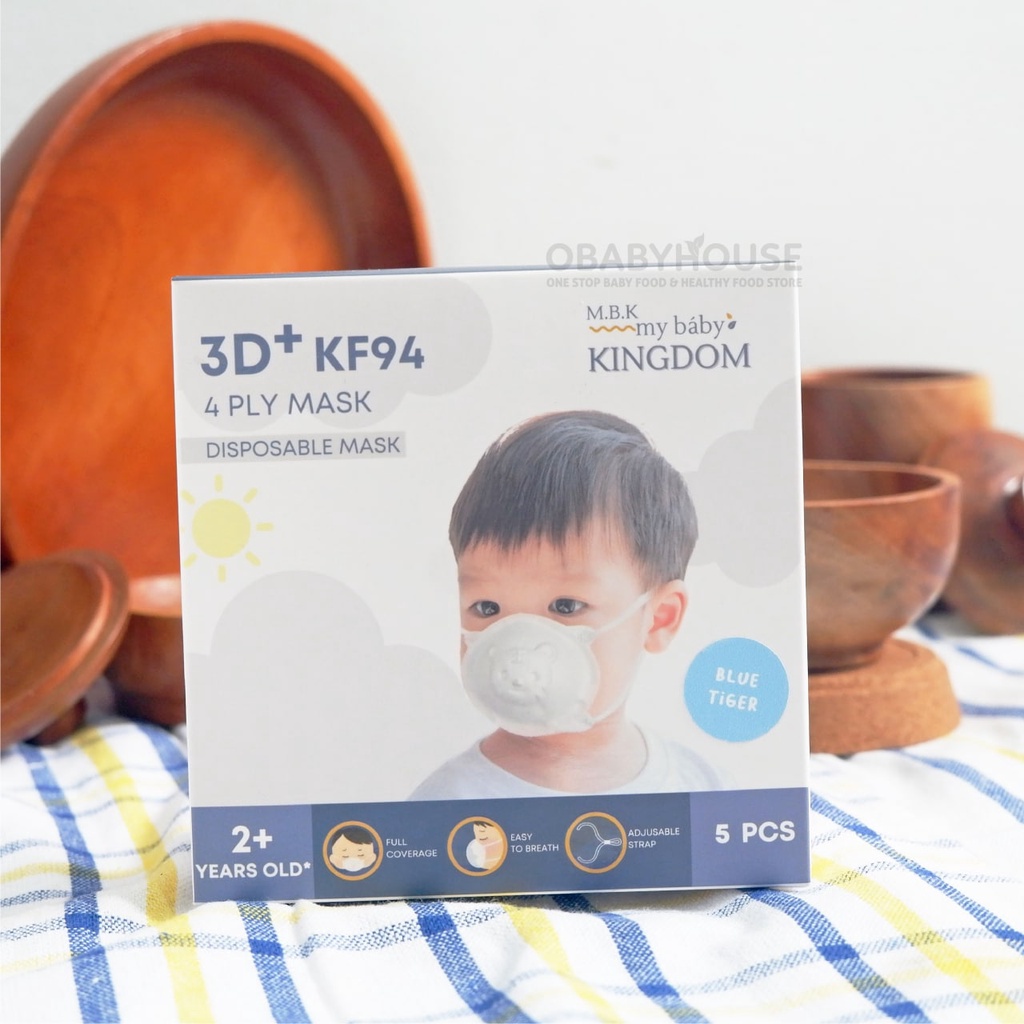 My Baby Kingdom - Masker Anak 3D+ KF94 (isi 5 pcs) - BLUE TIGER