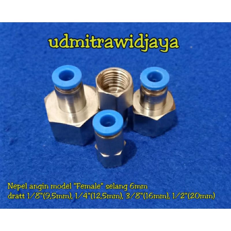 Fitting pneumatic  / sambungan selang angin 6mm Model Female dratt 1/8 , 1/4 , 3/8 , 1/2  sambungan selang klakson model female nepel angin type MPCF dratt nepel angin air nepel angin truk fuso double kabin neple angin sambungan angin type Spcf