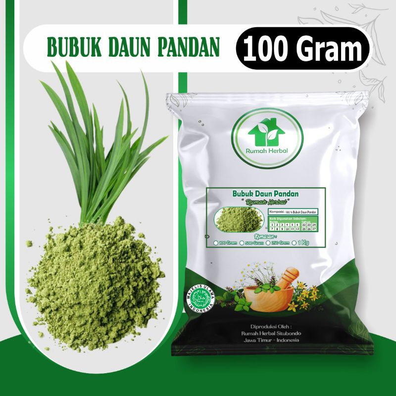 

bubuk daun pandan murni kemasan 100gr