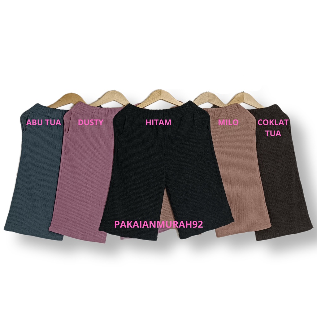 Celana Kulot Pendek Motif Garis Bahan Scuba/Celana Kulot Pendek Wanita