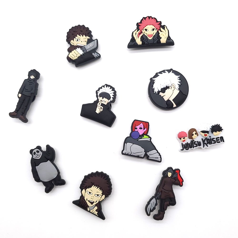 10pcs / set Gesper Sepatu Desain Jujutsu Kaisen jibbitz Untuk Dekorasi Taman Charm