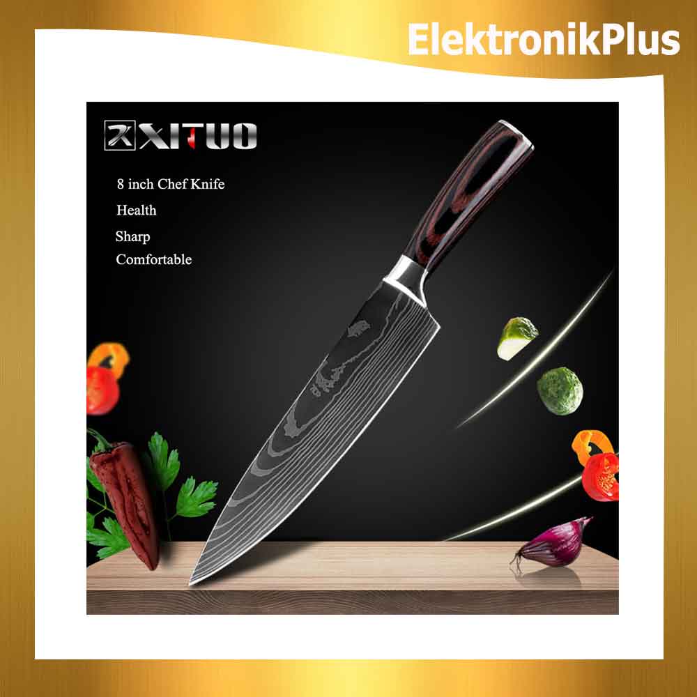 XITUO Pisau Dapur Chef Damascus Pattern - 8 Inch Chef Knife - Silver