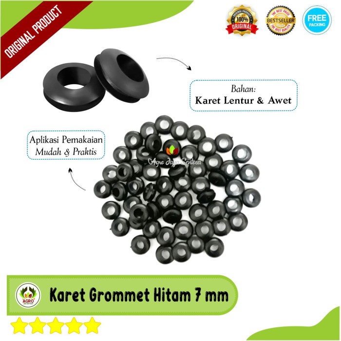 Grommet 7 MM - Selang PE PVC Seal Karet Gromet Hidroponik 7 mm