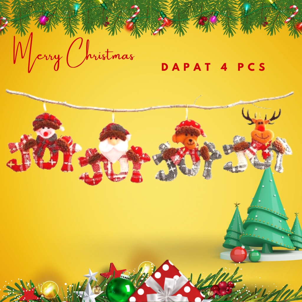 Set Hiasan Boneka Natal Gantung ISI 4 E617 Dekorasi aksesoris NATAL pernak pernik natal christmas hi