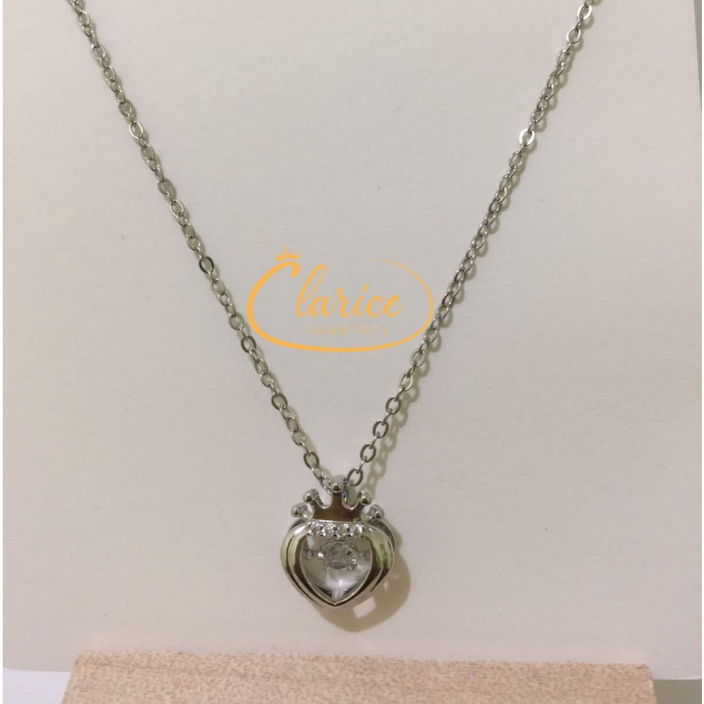 Kalung Wanita titanium model crown mahkota liontin love