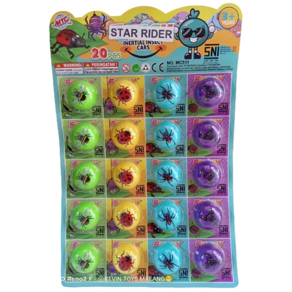 MC 511 MAINAN MOBIL KUMBANG LUCU PULL BACK UNTUK 1PCS MOBIL / MOBIL CARTOON STAR RIDER