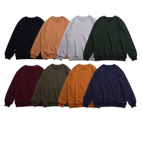 SWEATER CREWNECK POLOS BAHAN COTTON FLEECE TEBAL