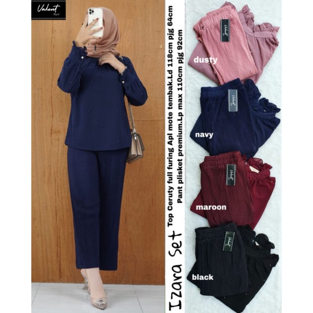 Izara Set Top Ceruty full furing Apl Mote Tembak Ld 118cm Nara fashion Solo