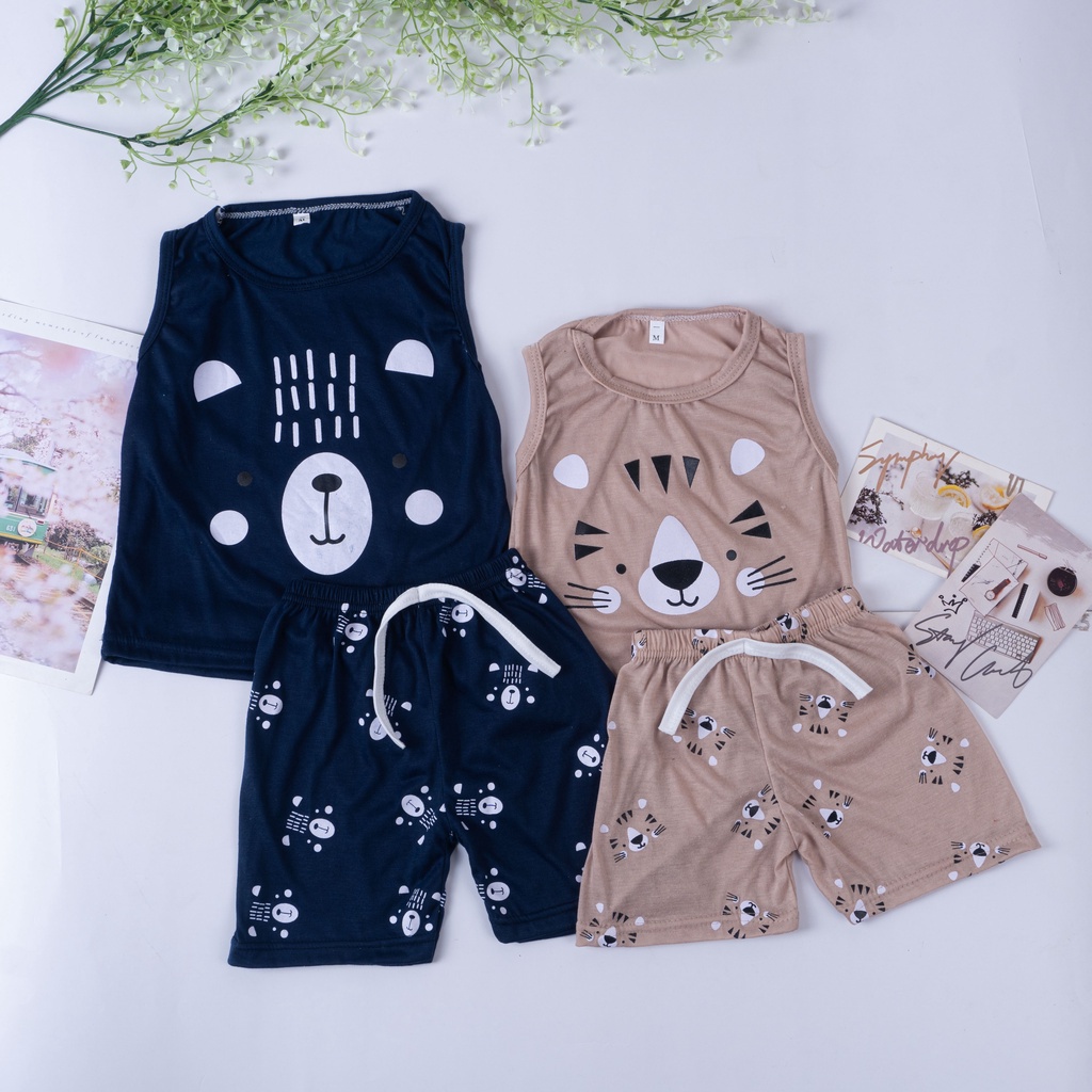 IL - Setelan Singlet Anak Cowok Animal / Set Anak Laki Laki / Setelan Anak Motif Karakter Hewan