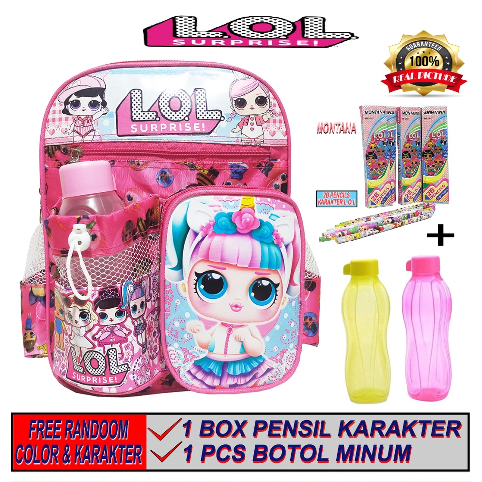 Tas Ransel Mini anak Sekolah PAUD/TK karakter L.O.L free botol // Tas ransel ngaji L.O.L TERMURAH!!