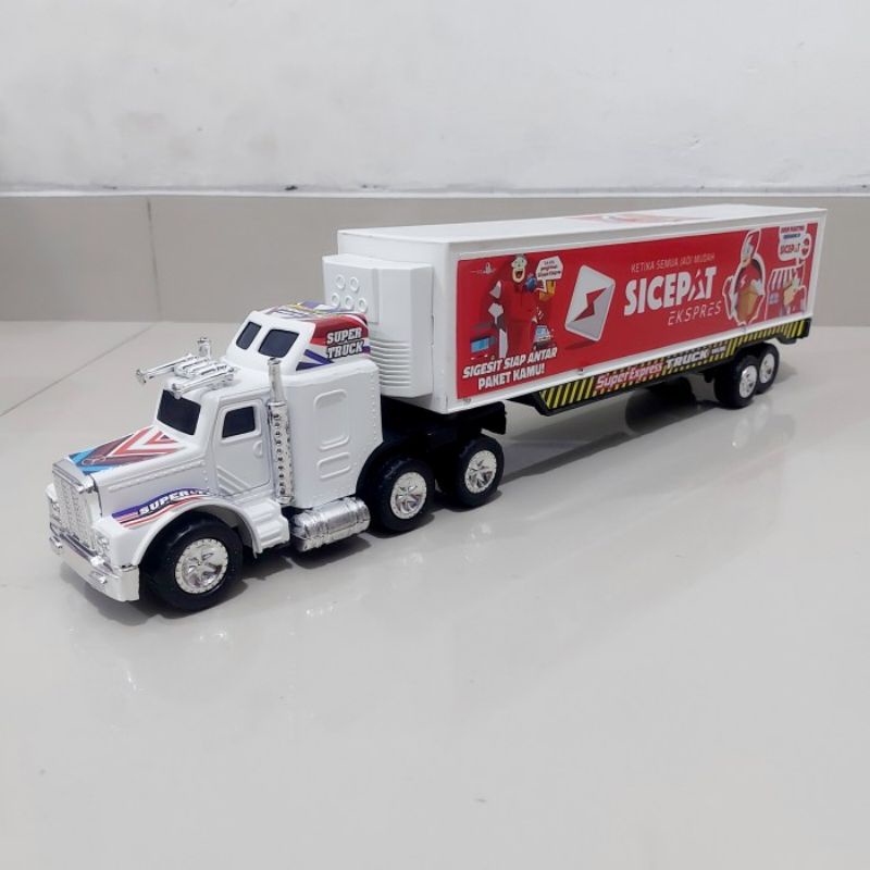 Mainan Truk Kontainer Kurir - Miniatur Mobil Trailer Box Anak Laki Cowok