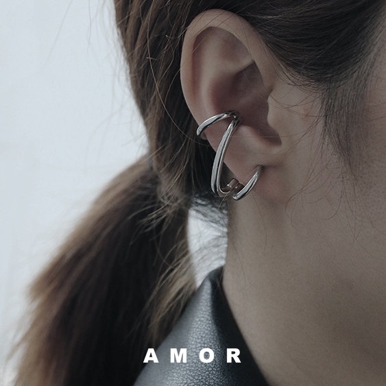 Anting Tusuk Gantung Bahan Sterling Silver 925 Desain 2 Arah Gaya Simple Untuk Wanita