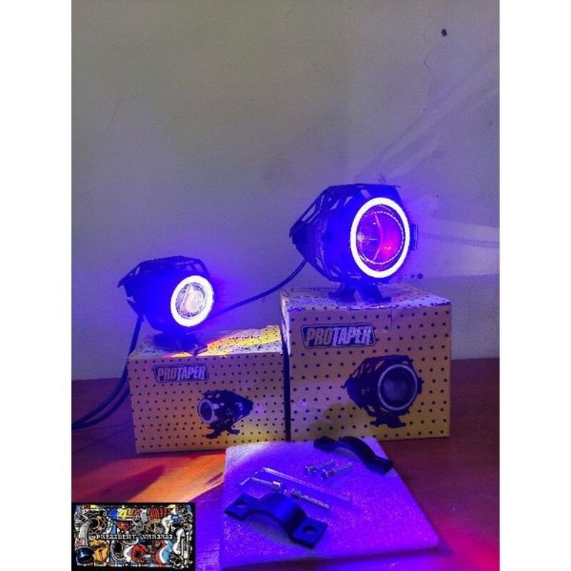 Lampu Tembak Sorot LED Cree U7 Angel Eyes Ring Blue Transformer UK Besar dan Kecil Warterproof