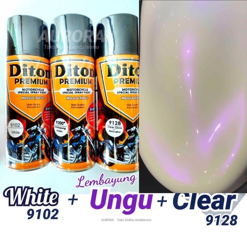 Neo PAKET Diton Premium Lembayung Violet 9200 + White 9102 + Clear 9128 / Cat Putih Ungu Vernis