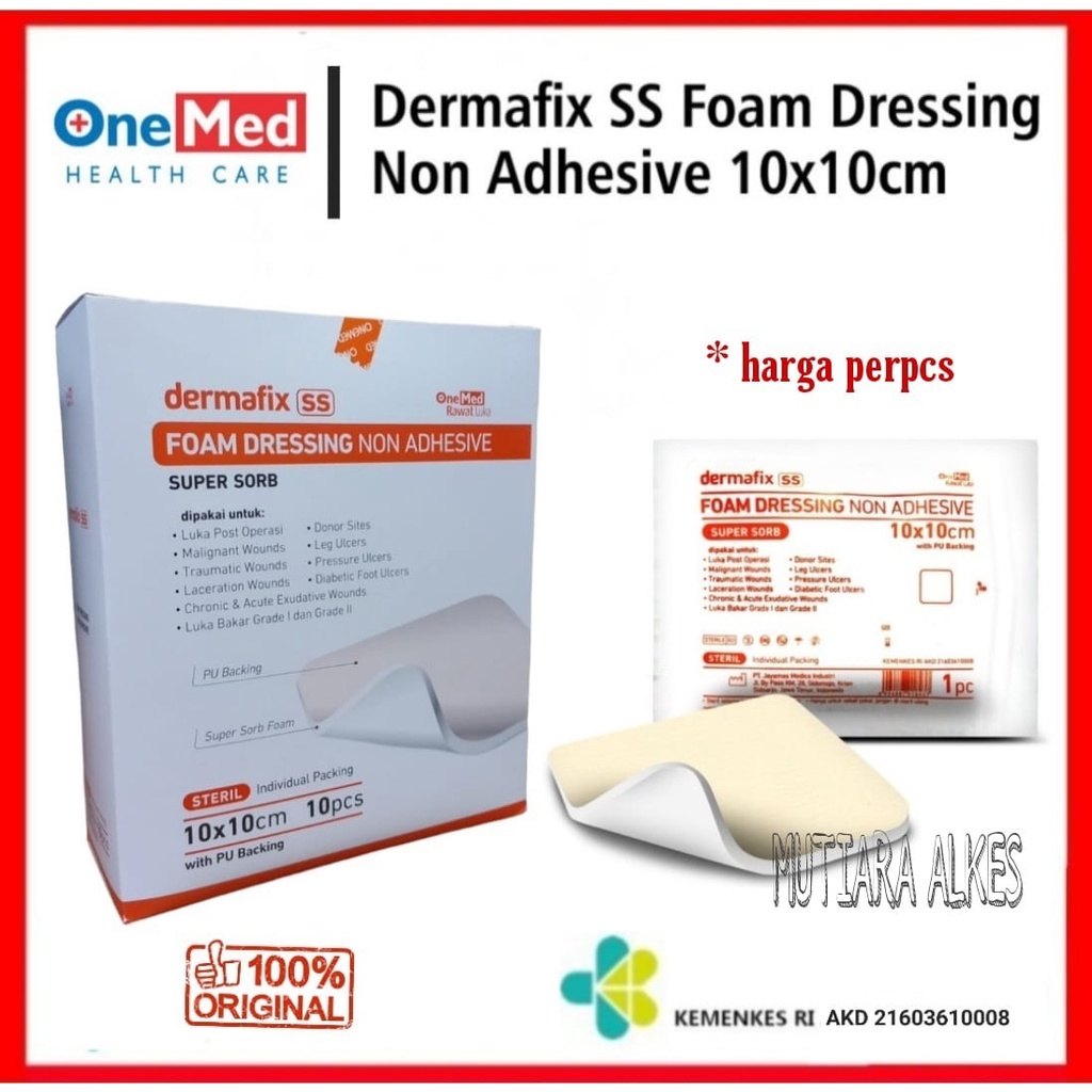 1 Pcs - Dermafix SS Foam Dressing Non Adhesive 10 x 10cm OneMed