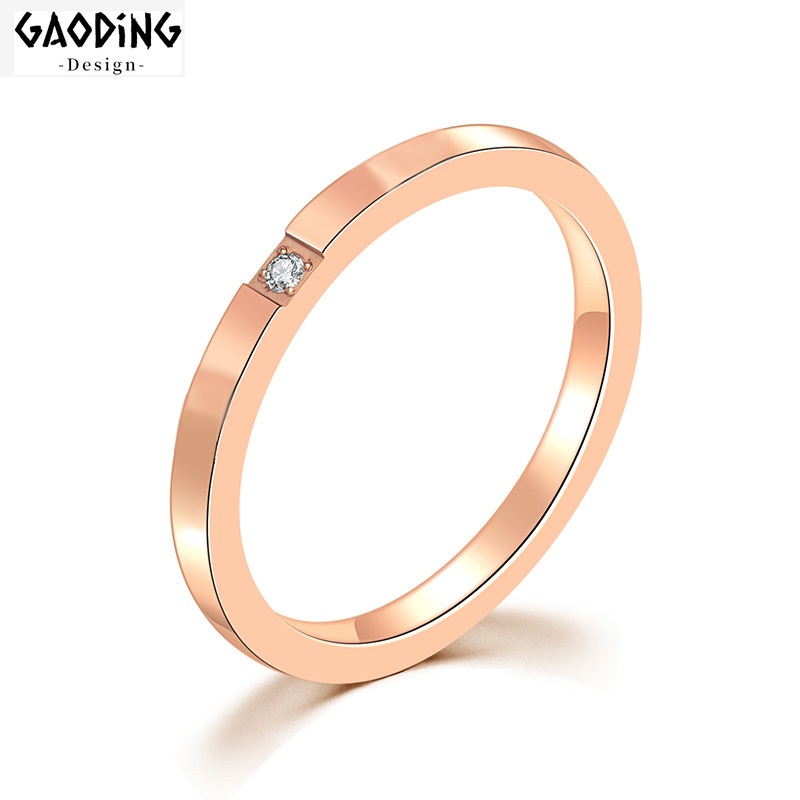 Cincin Berlian Zircon Luminescent Bahan Stainless Steel Warna Silver Untuk Wanita