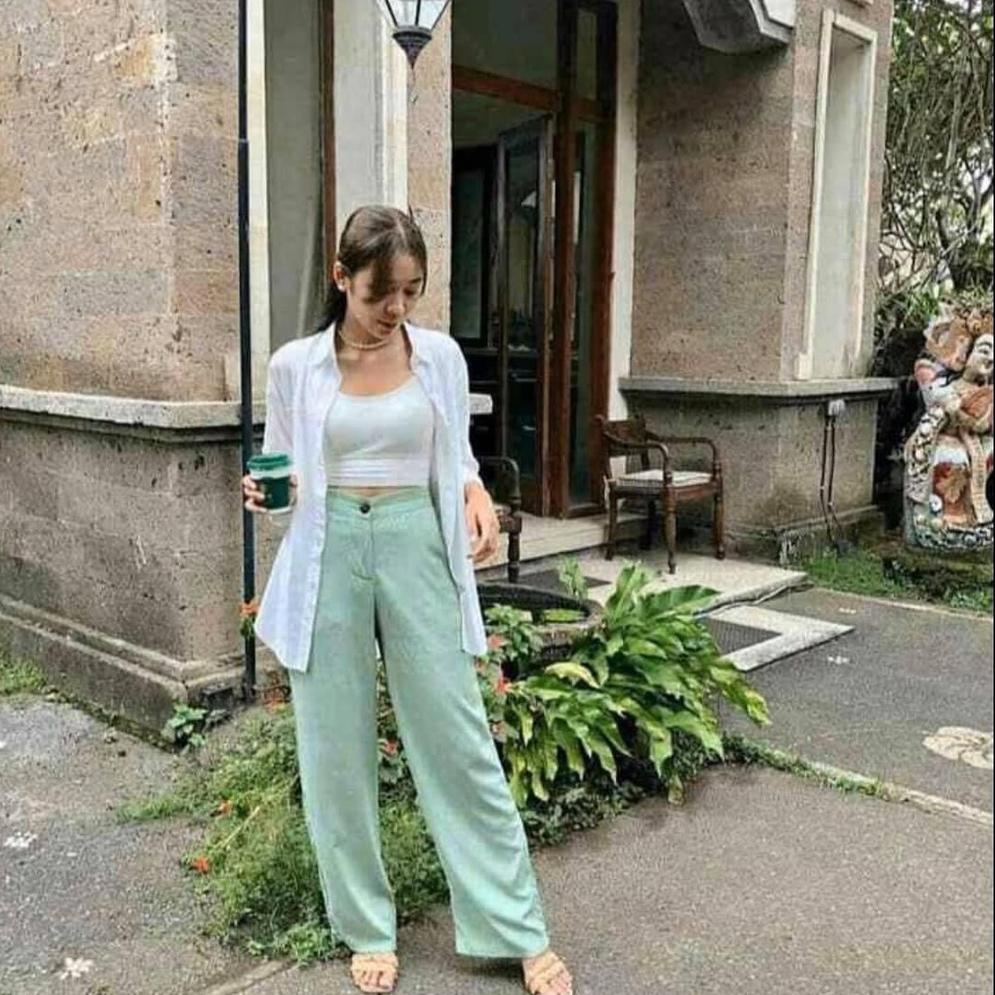 ARB.18Oc22ᶠ– CELANA KATUN RAYON KULOT HIGHWAIST HW PANJANG RAYON KATUN DGN RESLETING DAN KANCING