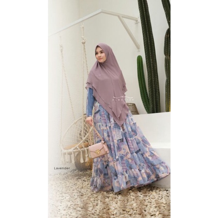 Albarizk-  Zyra dress premium  gamis kondangan  gamis dress motif set khimar gamis cerutti