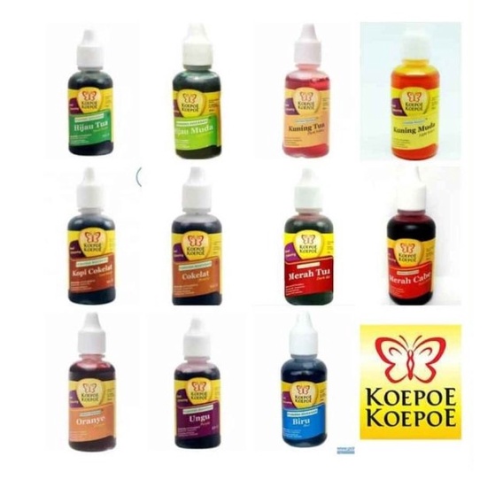 

Koepoe Koepoe 30 ml Food Grade Pewarna Makanan Color Sumba Sumbo Kesumba Kesumbo Coloring Colour Botol Tetes 30ml Kupu Kupukupu Bahan Baking