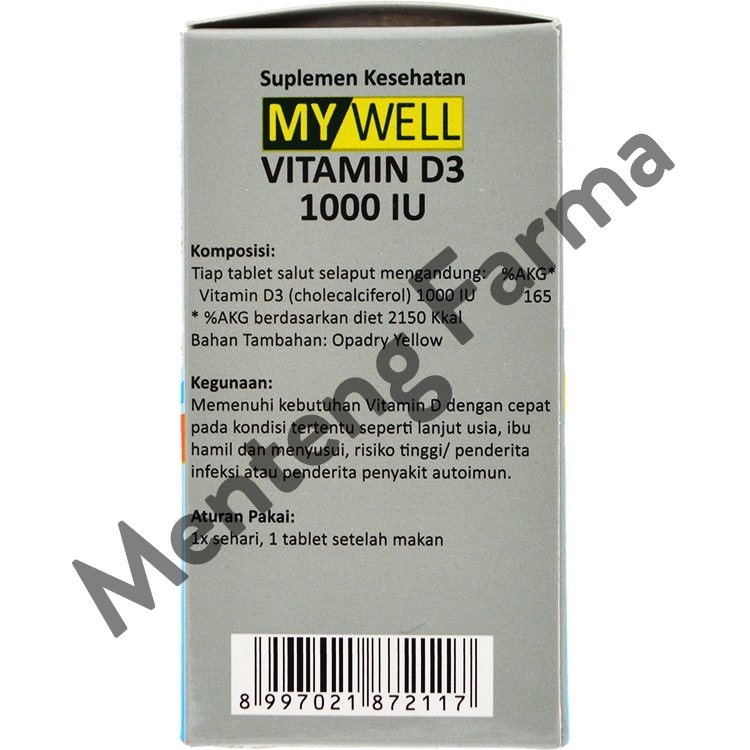 My Well Vit D3 1000 IU 20 Tablet - Suplemen Vitamin D 1000 IU