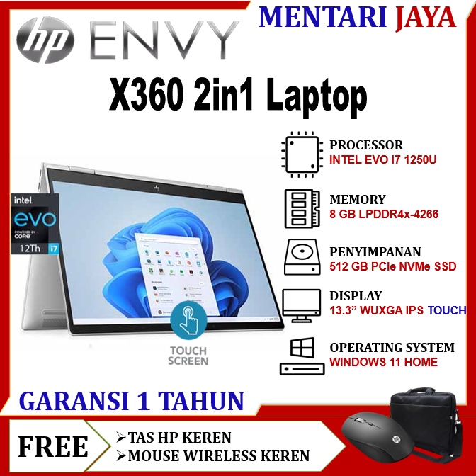 HP ENVY X360 2IN1 LAPTOP 13 INTEL i7 1250U GEN 12 8GB 512GB SSD WUXGA IPS TOUCH WINDOWS 11