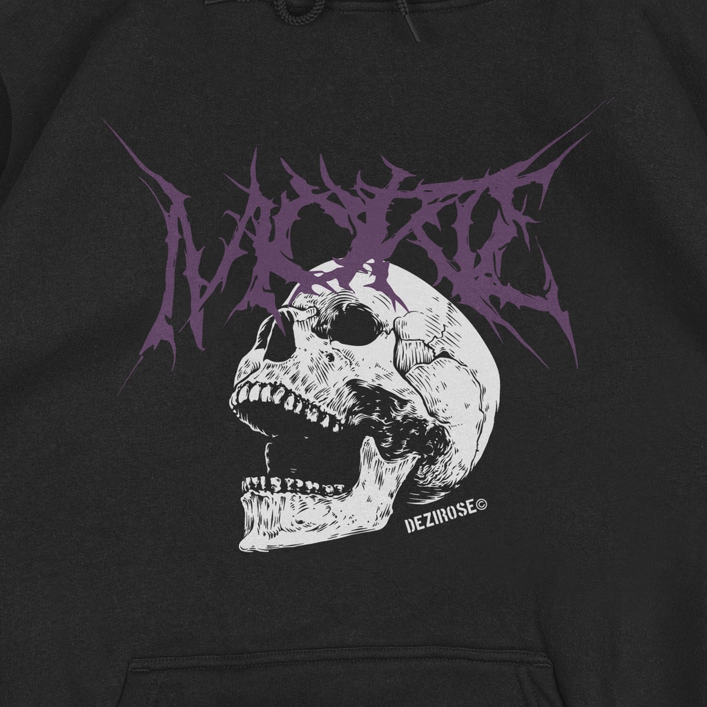 DEZIROSE - Sweater Hodie Morte Skull - Hoodie Pria Distro Hitam Fleece Tebal Premium Size M-XXL