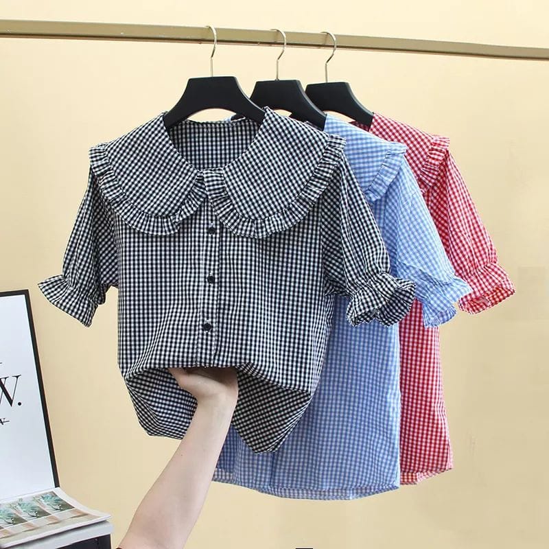 Livy Blouse anak perempuan 1-12 tahun/baju atasan kemeja anak kotak/atasan terlaris