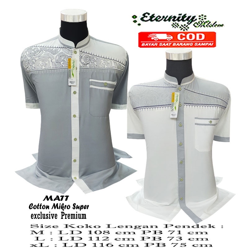 Baju Koko Bordir Kombinasi Atasan Muslim Lengan Pendek Koko Eternity Terbaru COD