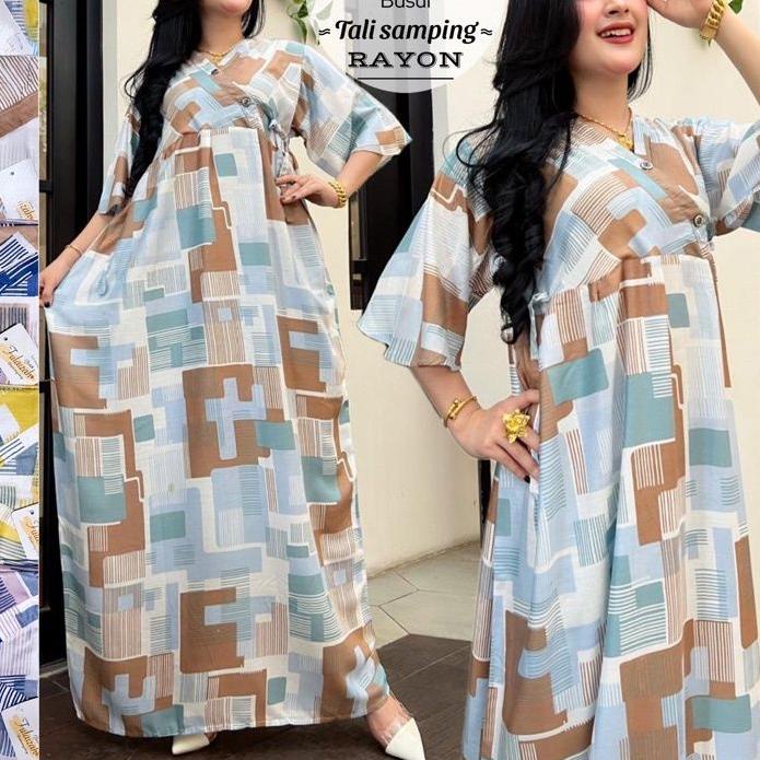 Dress Daster Kimono Panjang Kekinian Semata Kaki Busui Rayon Adem dress ruffle wanita korea ホン