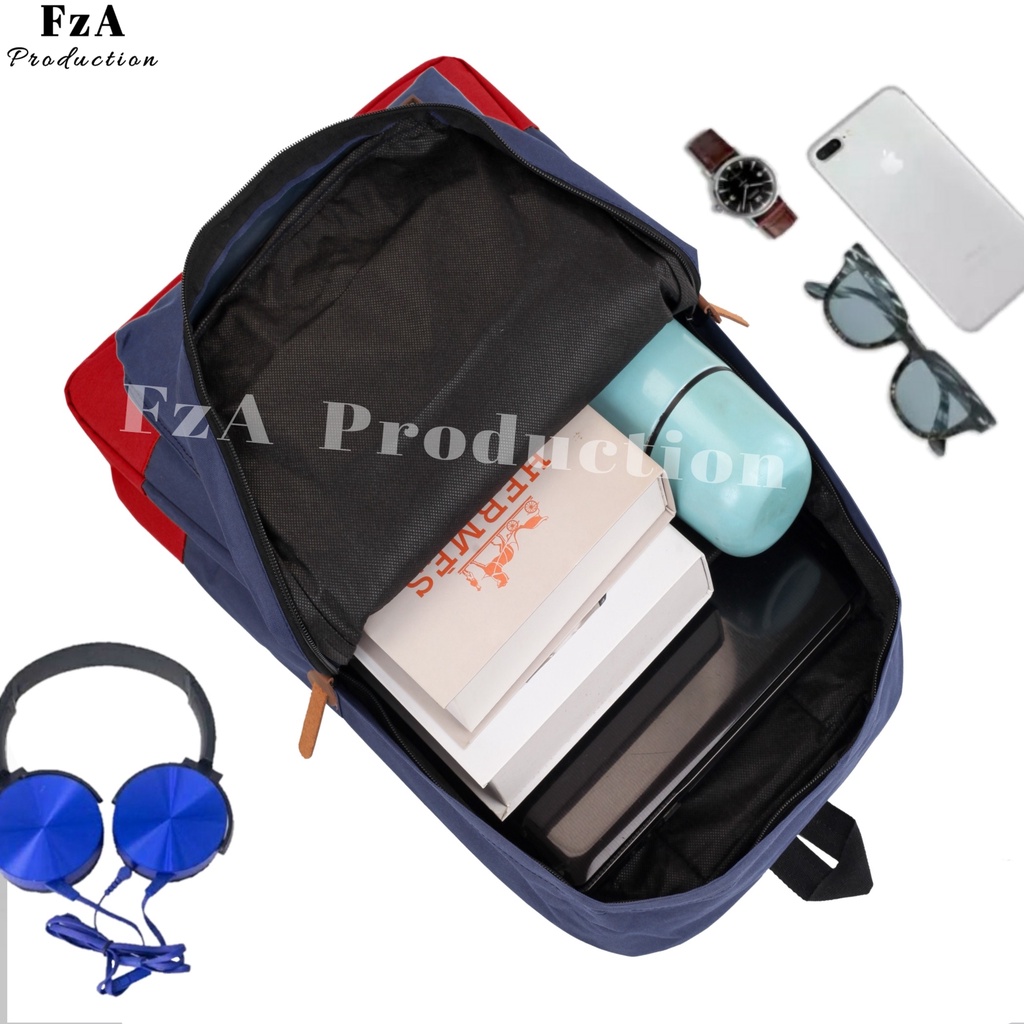 FzA Official - Big Promo..Tas Ransel Distro sekolah kuliah Kerja Tas Pria Wanita Bacpack Tas Ransel Laptop Original - Navy Red FZ