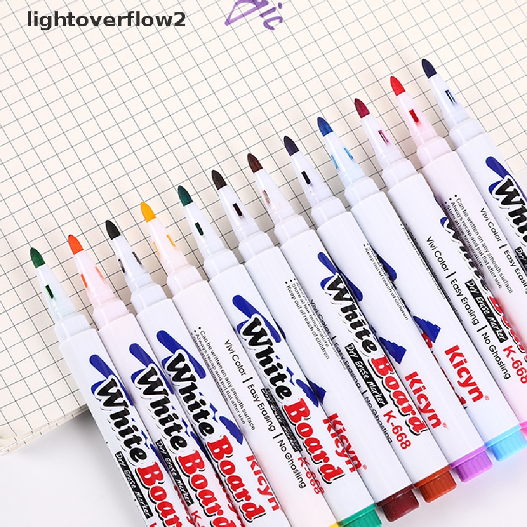 (lightoverflow2) 12pcs / Set Spidol Papan Tulis / Whiteboard DIY Bisa Dihapus Untuk Anak-Anak